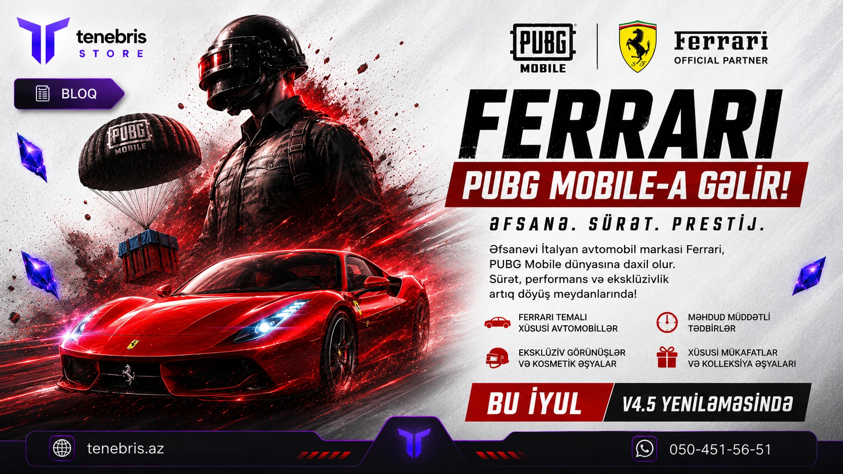 Ferrari PUBG Mobile-a Gəlir – V4.5 Yeniləməsində Yeni Əməkdaşlıq