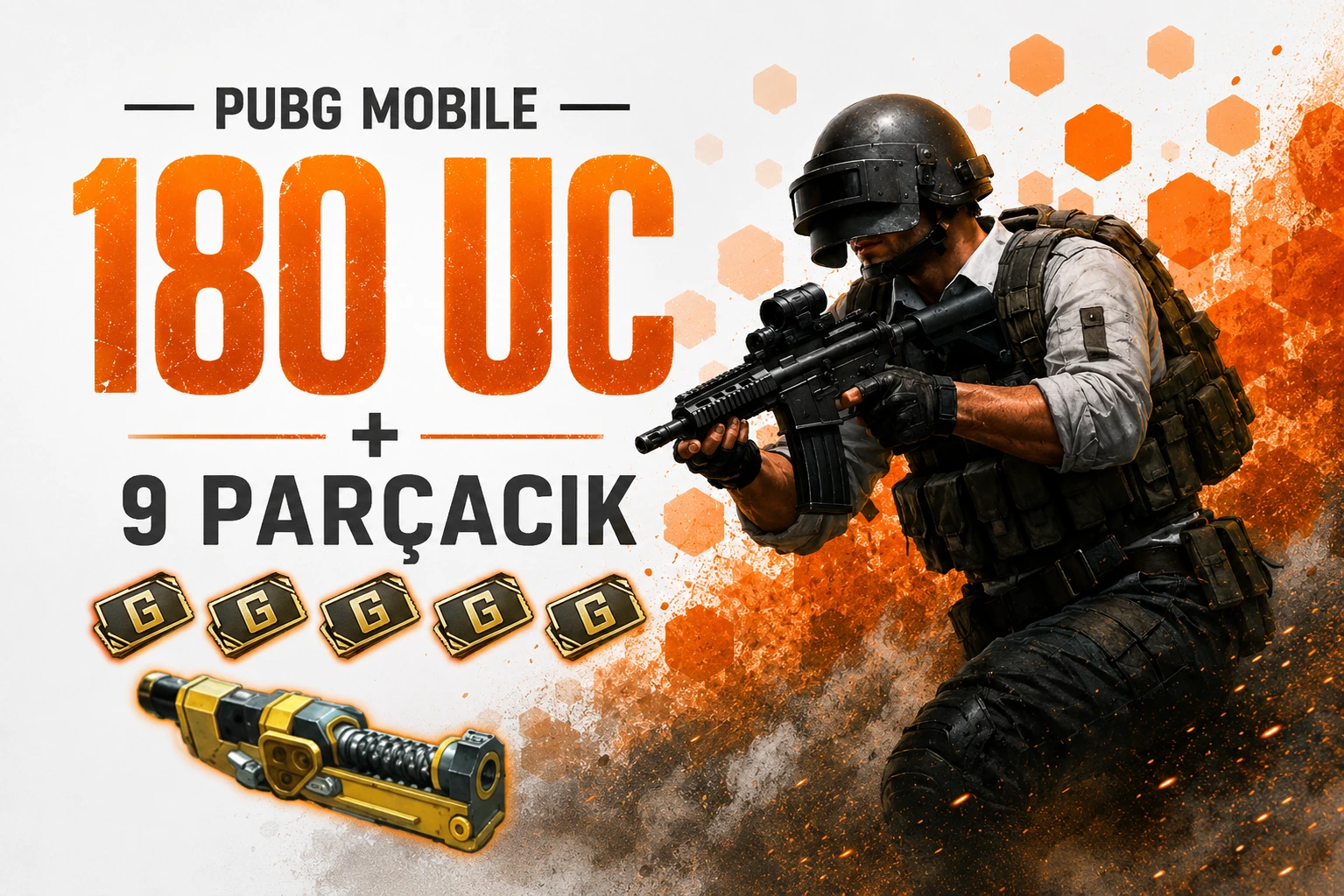 PUBG Mobile 180 UC + 9 Parçacık (Geliştirilmiş Silah Malzemeleri Paketi)